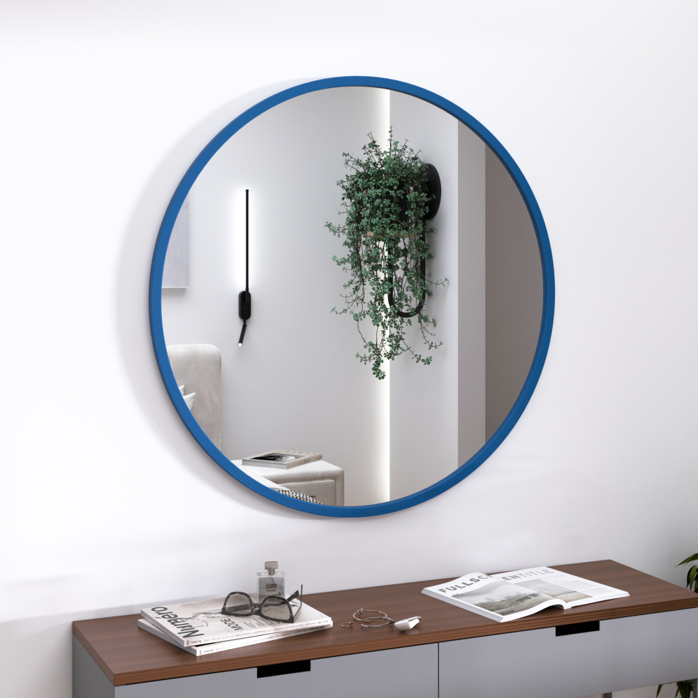 Круглое зеркало в МДФ раме RAL5007 — фото 1